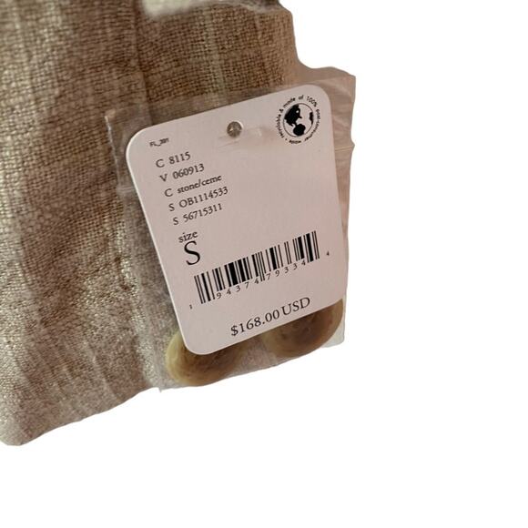 Free People Crosby Tan Marzipan Linen Blend Menswear Blazer NWTs small - Picture 3 of 9